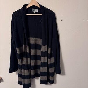 Habitat womens chunky knit open cardigan black and tan striped Size Small